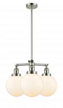 Innovations Lighting 207-PN-G201-8 - Beacon - 3 Light - 22 inch - Polished Nickel - Stem Hung - Chandelier