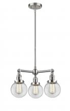 Innovations Lighting 207-SN-G202-6 - Beacon - 3 Light - 19 inch - Brushed Satin Nickel - Stem Hung - Chandelier