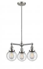 Innovations Lighting 207-SN-G204-6-LED - Beacon - 3 Light - 19 inch - Brushed Satin Nickel - Stem Hung - Chandelier