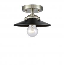 Innovations Lighting 284-1C-SN-M6-BK - Railroad - 1 Light - 8 inch - Brushed Satin Nickel - Semi-Flush Mount