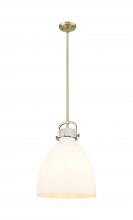 Innovations Lighting 410-1SL-BB-G412-14WH - Newton Bell - 1 Light - 14 inch - Brushed Brass - Pendant