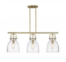 Innovations Lighting 410-3I-BB-G412-10CL - Newton Bell - 3 Light - 42 inch - Brushed Brass - Island Light