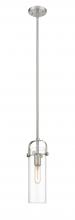 Innovations Lighting 423-1S-SN-4CL-LED - Pilaster - 1 Light - 12 inch Long Glass - Brushed Satin Nickel - Stem hung - Mini Pendant