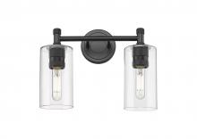 Innovations Lighting 434-2W-BK-G434-7CL - Crown Point - 2 Light - 14 inch - Matte Black - Bath Vanity Light