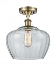 Innovations Lighting 516-1C-AB-G92-L - Fenton - 1 Light - 11 inch - Antique Brass - Semi-Flush Mount