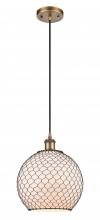 Innovations Lighting 516-1P-BB-G121-10CBK - Farmhouse Chicken Wire - 1 Light - 10 inch - Brushed Brass - Cord hung - Mini Pendant