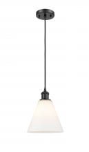 Innovations Lighting 516-1P-BK-GBC-81 - Berkshire - 1 Light - 8 inch - Matte Black - Cord hung - Mini Pendant