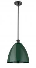 Innovations Lighting 516-1S-BK-MBD-12-GR - Plymouth - 1 Light - 12 inch - Matte Black - Pendant