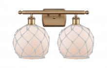 Innovations Lighting 516-2W-BB-G121-8RW - Farmhouse Rope - 2 Light - 18 inch - Brushed Brass - Bath Vanity Light