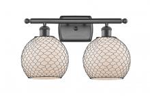 Innovations Lighting 516-2W-OB-G121-8CBK - Farmhouse Chicken Wire - 2 Light - 18 inch - Oil Rubbed Bronze - Bath Vanity Light