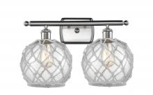 Innovations Lighting 516-2W-SN-G122-8RW - Farmhouse Rope - 2 Light - 18 inch - Brushed Satin Nickel - Bath Vanity Light