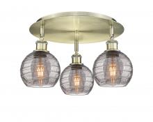 Innovations Lighting 516-3C-AB-G1213-6SM - Athens Deco Swirl - 3 Light - 18 inch - Antique Brass - Flush Mount