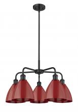 Innovations Lighting 516-5CR-BK-MBD-75-RD - Plymouth - 5 Light - 26 inch - Matte Black - Chandelier