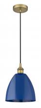 Innovations Lighting 616-1P-BB-MBD-9-BL-LED - Plymouth - 1 Light - 9 inch - Brushed Brass - Cord hung - Mini Pendant