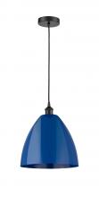 Innovations Lighting 616-1P-BK-MBD-12-BL - Plymouth - 1 Light - 12 inch - Matte Black - Cord hung - Mini Pendant