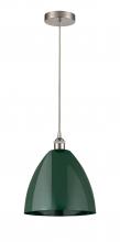 Innovations Lighting 616-1P-SN-MBD-12-GR - Plymouth - 1 Light - 12 inch - Brushed Satin Nickel - Cord hung - Mini Pendant