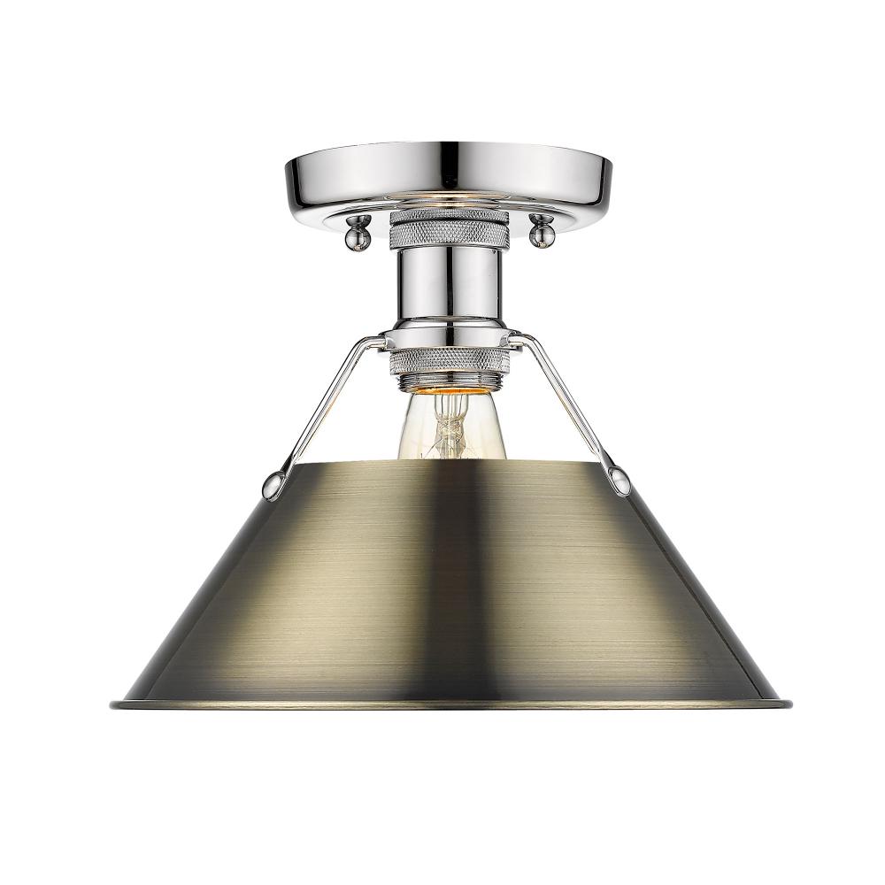 Orwell 1-Light Flush Mount in Chrome with Aged Brass