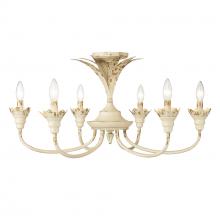 Golden 0846-6SF AI - Lillianne 6 Light Semi-Flush in Antique Ivory