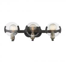 Golden 2635-BA3 BLK-AB - Amari 3 Light Bath Vanity in Matte Black with Aged Brass Accents