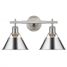 Golden 3306-BA2 PW-CH - Orwell 2-Light Vanity Light in Pewter with Chrome