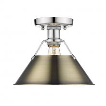 Golden 3306-FM CH-AB - Orwell 1-Light Flush Mount in Chrome with Aged Brass