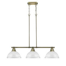 Golden 3602-3LP AB-WH - Duncan 3-Light Linear Pendant in Aged Brass with White