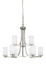 Generation Lighting 3139109-962 - Hettinger transitional 9-light indoor dimmable ceiling chandelier pendant light in brushed nickel si