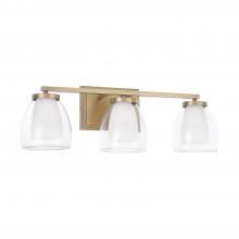 Capital 155931AD - 3-Light Vanity in Aged Brass with Layered White and Clear Glass