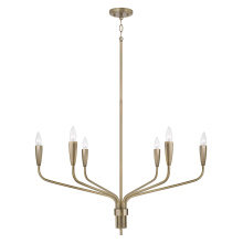 Capital 460461ANB - 34.5" W x 25.25" H 6-Light Chandelier in Antiqued Brass with Botanical Arm Silhouette