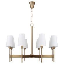 Capital 460881AD-718 - 42" W x 21" H 8-Light Chandelier in Aged Brass with White Fabric Shades and Designer Canopy