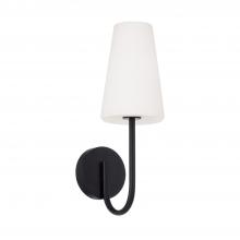 Capital 655211MB-550 - 1-Light Armed Sconce in Matte Black with Tapered Soft White Glass