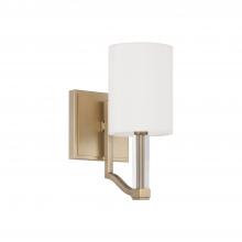 Capital 657011MA-715 - 1-Lt Wallchiere Sconce in Matte Brass with Clear Acrylic Accents and Cylindrical White Fabric Shades