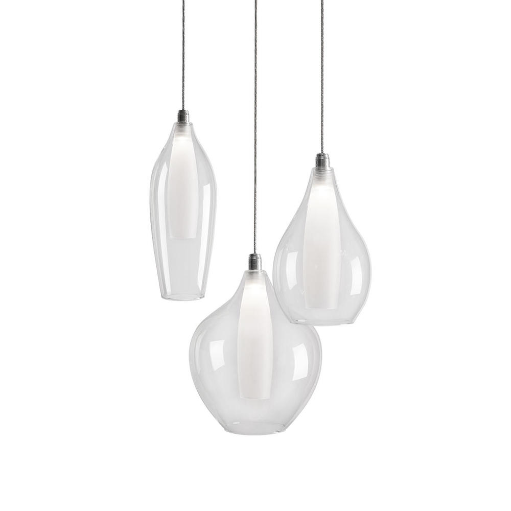 Victoria 3 Head Chrome LED Multi Pendant