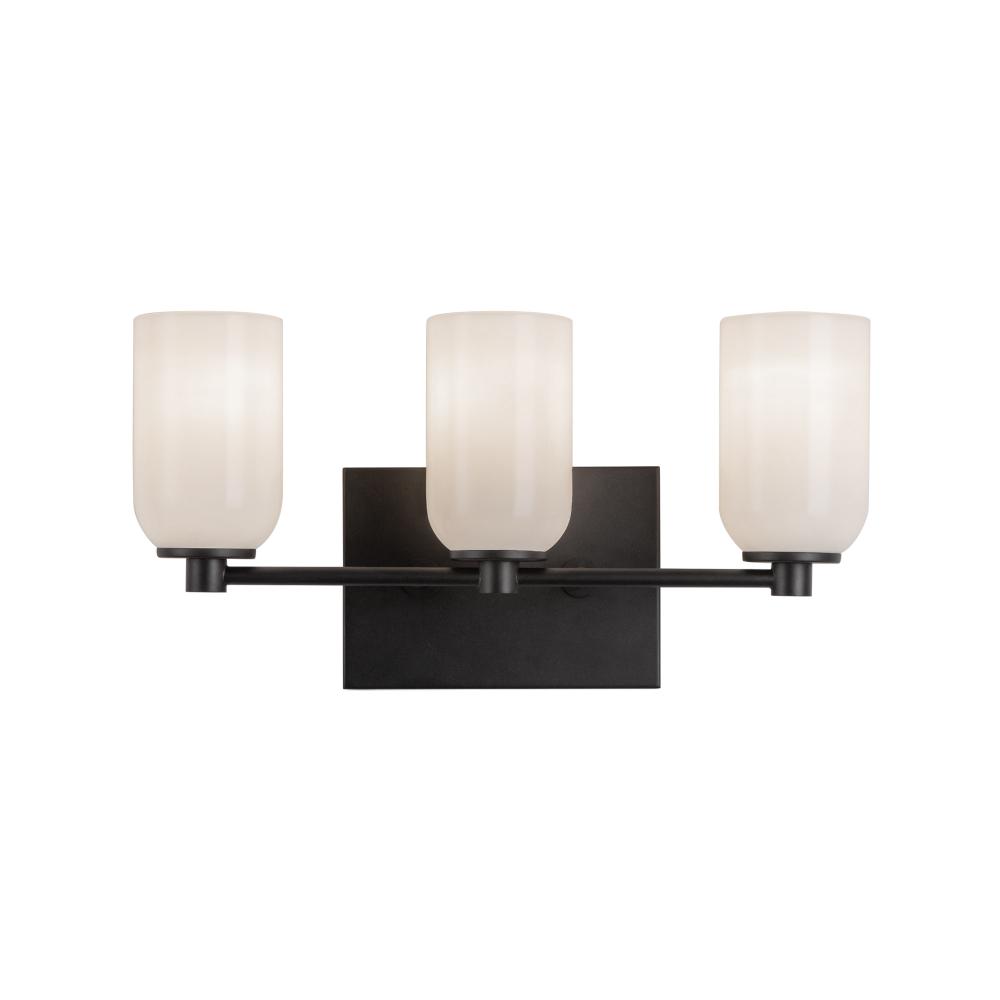 Nola 18-in Black/Glossy Opal Glass Socket Vanity Light