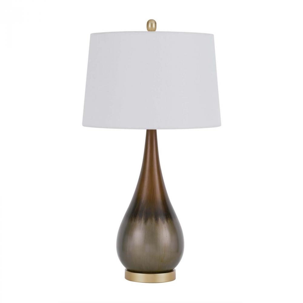 150W 3-Way Carmi Metal Table Lamp with Hardback Taper Drum Fabric Shade