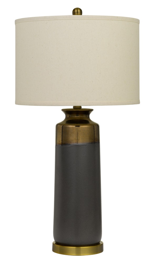 Lecce Copper Glazed Ceramic Table Lamp With Hardback Fabric Shade