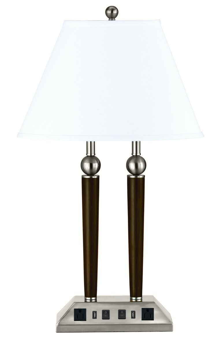 27" Height Metal Desk Lamp in Brushed Steel/Espresso Finish