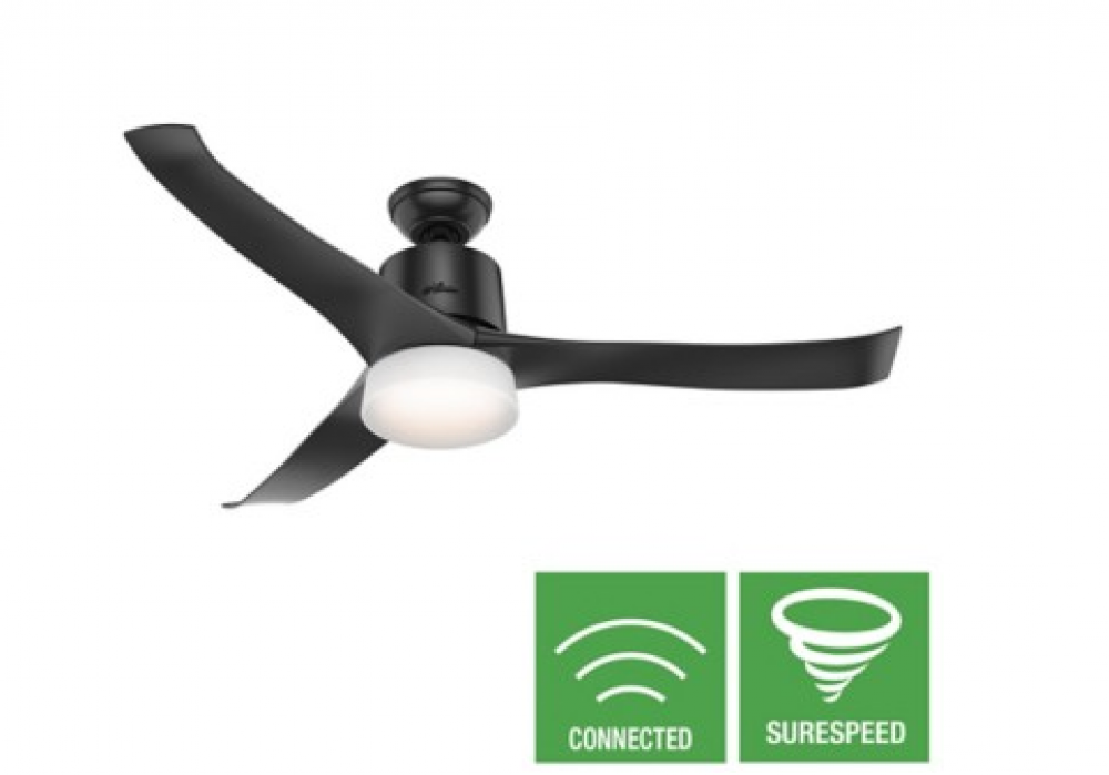 Hunter 54 inch Wi-Fi Symphony Matte Black Ceiling Fan with LED Light Kit and Handheld Remote