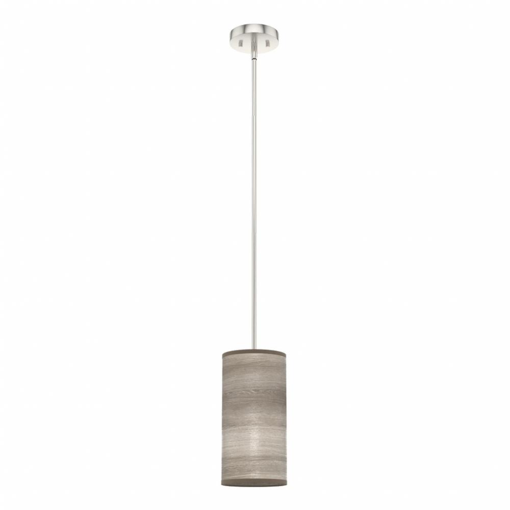 Hunter Solhaven Light Grey Oak and Brushed Nickel 1 Light Mini Pendant Ceiling Light Fixture