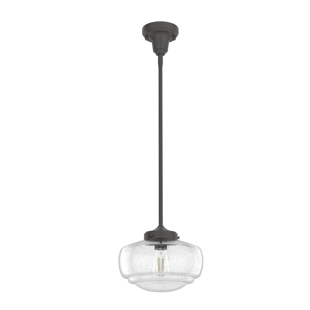 Hunter Saddle Creek Noble Bronze with Seeded Glass 1 Light Pendant Ceiling Light Fixture