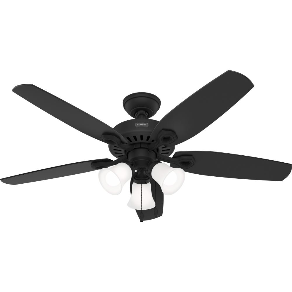 Hunter 52 inch Builder ENERGY STAR® Matte Black Ceiling Fan with LED Light Kit and Pull Chain