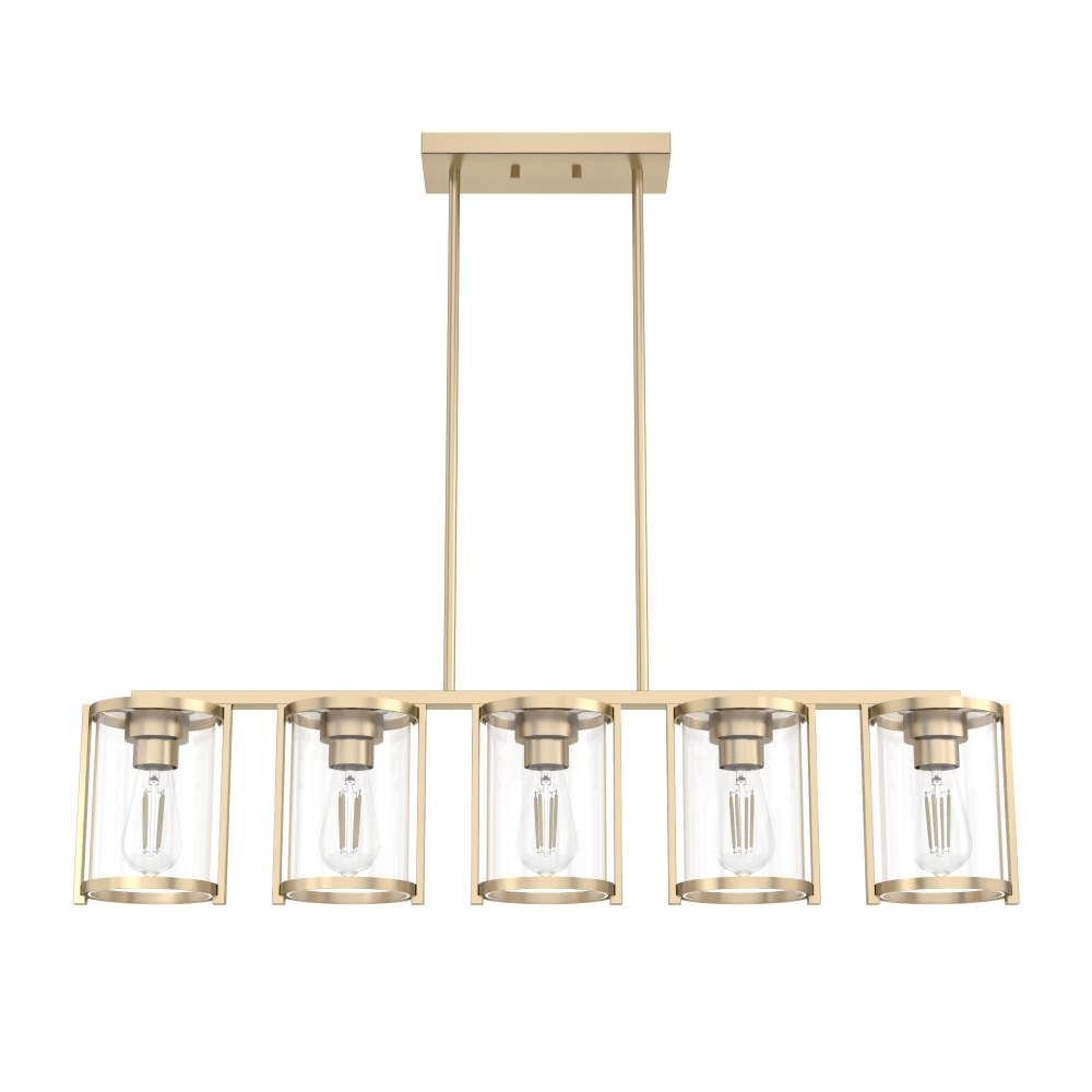 Hunter Astwood Alturas Gold with Clear Glass 5 Light Chandelier Ceiling Light Fixture