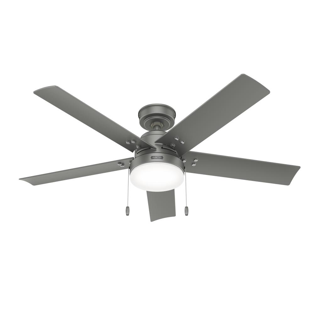 Hunter 52 inch Sea Point Matte Silver WeatherMax Indoor / Outdoor Ceiling Fan with LED Light Kit