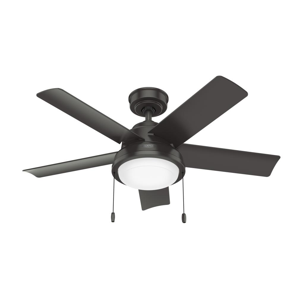 Hunter 44 in Seawall Noble Bronze WeatherMax Indoor / Outdoor Ceiling Fan w/ LED LT Kit & Pull Chain