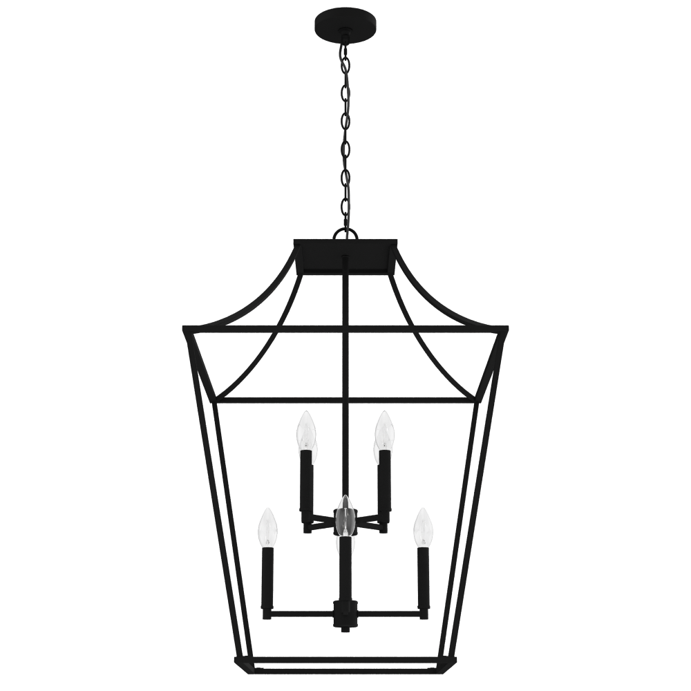 Hunter Laurel Ridge Natural Black Iron 8 Light Extra Large Pendant Ceiling Light Fixture