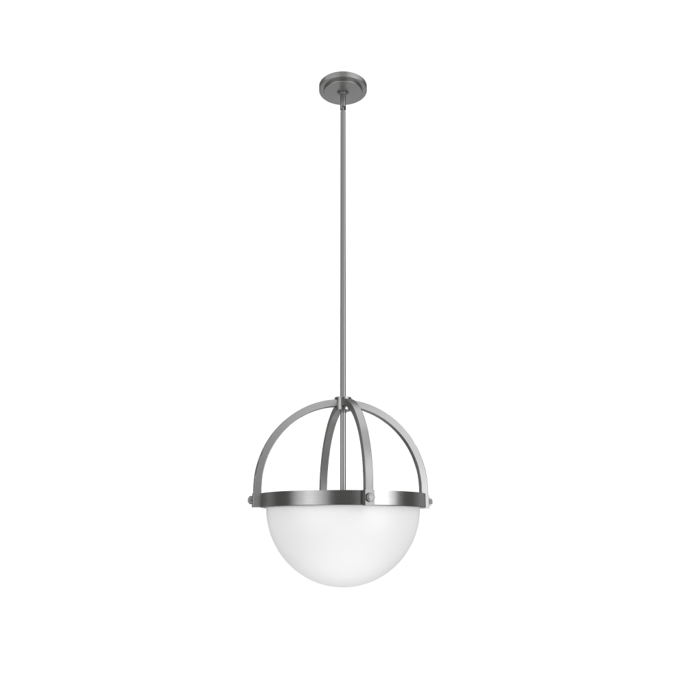 Hunter Wedgefield Brushed Nickel with Frosted Cased White Glass 3 Light Pendant Ceiling Light