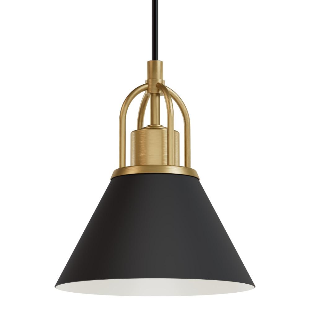 Hunter Carrington Isle Matte Black and Luxe Gold 1 Light Mini Pendant Ceiling Light Fixture