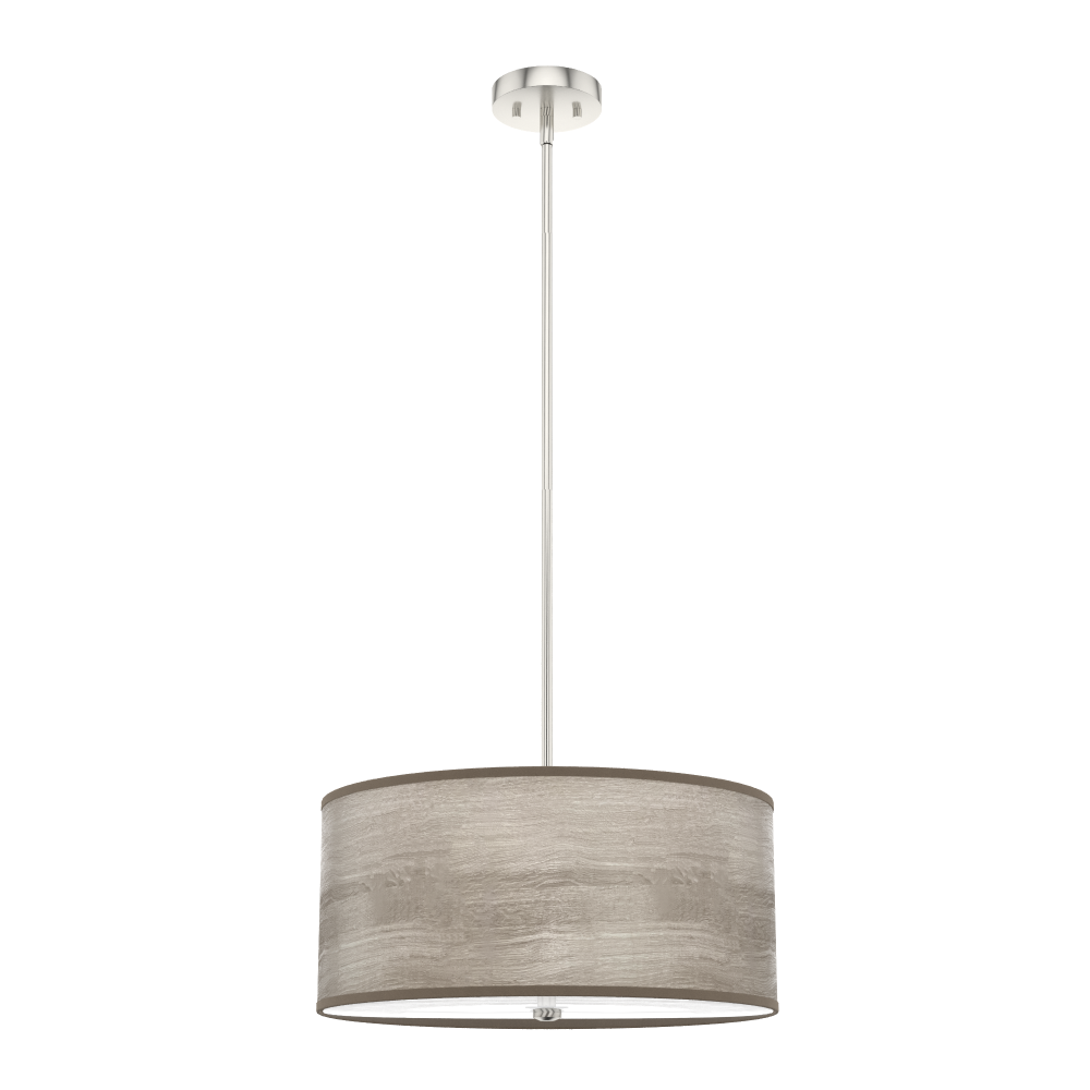 Hunter Solhaven LT Grey Oak & Brushed Nickel with Painted Cased White Glass 3 LT Pendant Ceiling LT