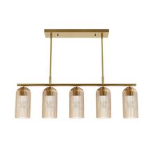 Hunter 13233 - Hunter Beverly Glen Luxe Gold with Amber Glass 5 Light Chandelier Ceiling Light Fixture