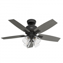 Hunter 52425 - Hunter 44 inch Gatlinburg HunterExpress Matte Black Ceiling Fan with LED LT Kit and Handheld Remote